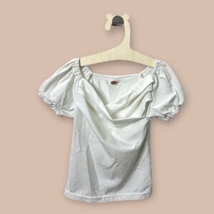 [KID] Decorative White Puff Sleeve Tee 90cm